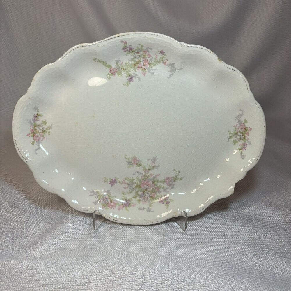 Homer Laughlin Hudson Vintage China Pink Floral Pattern Plate Trinket Dish *READ